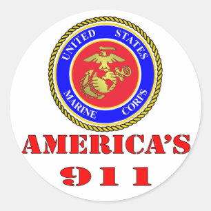 Sticker Rond USMC United States Marine Corps America’s 911