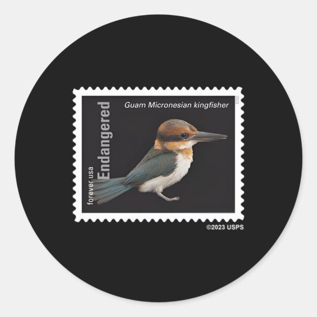 Sticker Rond Usps Espèces en voie de disparition Kingfisher Lef (Devant)