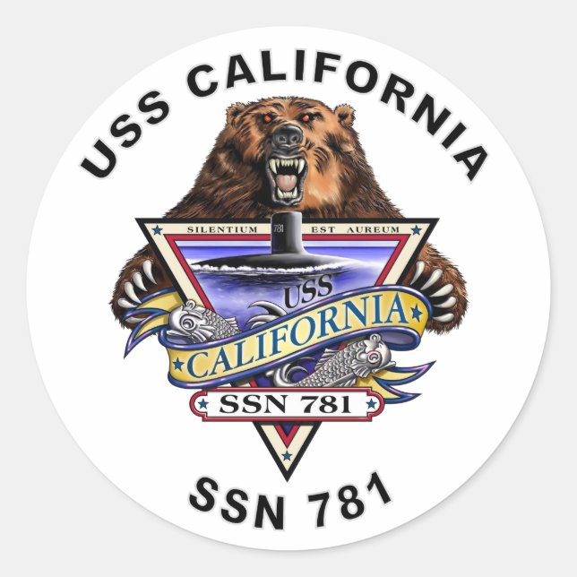 Sticker Rond USS California SSN 781 Crest (Devant)