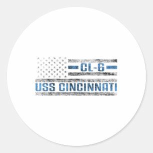 Sticker Rond Uss Cincinnati World War Cruiser Cl-6 Us Army