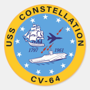 Sticker Rond USS Constellation CV-64 Aircraft Carrier Insigné