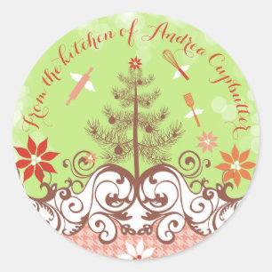 Sticker Rond Ustensiles d'ange de la cuisine de l'étiquette de