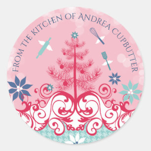 Sticker Rond Ustensiles d'ange de la cuisine de l'étiquette de