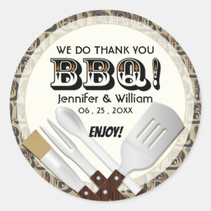 Sticker Rond Ustensiles de barbecue modernes