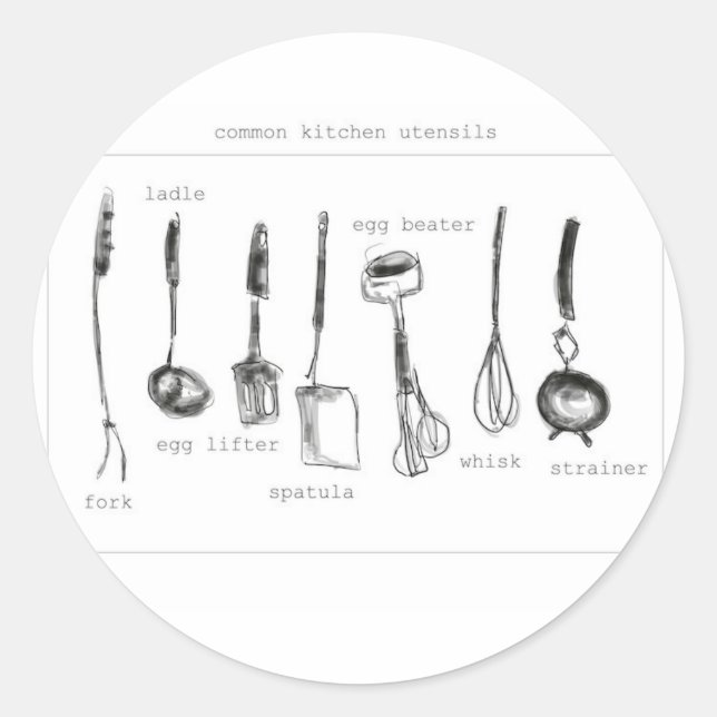 Sticker Rond Ustensiles de cuisine (Devant)