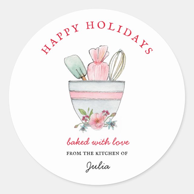 Sticker Rond Ustensiles de cuisine de vacances Bakers (Devant)