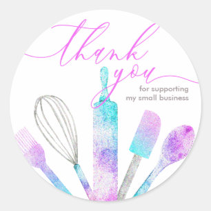Sticker Rond Ustensiles de pâtisserie boulangerie outils merci