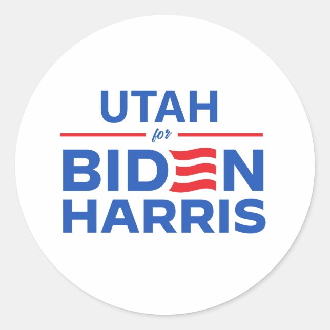 Sticker Rond Utah pour Biden Harris (Devant)