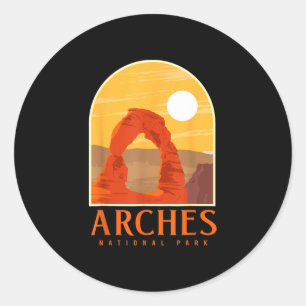 Sticker Rond Utah vintage rétro randonnée camping arches nation