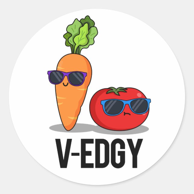Sticker Rond V-Edgy Funny Veggie Pun (Devant)