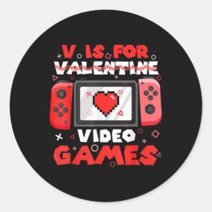 Sticker Rond V est pour la Saint-Valentin des jeux vidéo Joueur