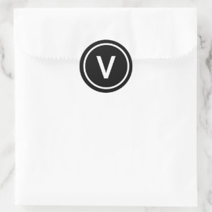 Sticker Rond V pour Vegan diète symbole naturel noir blanc