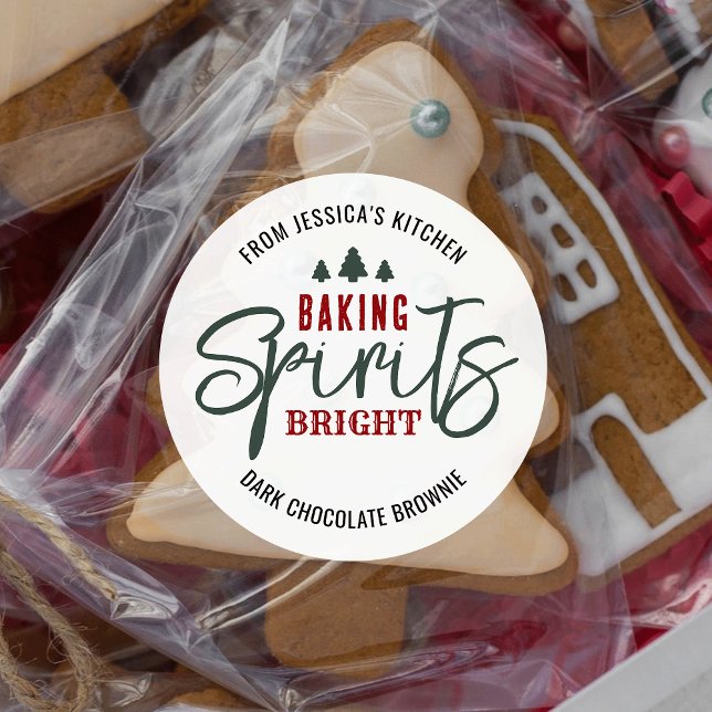 Sticker Rond Vacances Baking Spirits Bright Christmas Cookies (Baking spirits bright labels that are sure to impress with modern holiday design and fun colors)