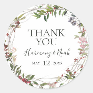 Sticker Rond Vacances Chic Botanique Merci Mariage Favor Cla