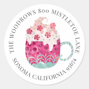 Sticker Rond Vacances Coupe De Chocolat Chaud Adresse De Retour