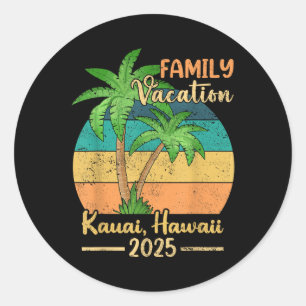 Sticker Rond Vacances de famille à la plage à Kauai Hawaï 2025 