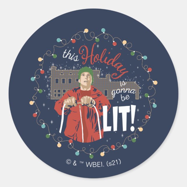 Sticker Rond Vacances de Noël | Ce jour férié va être illuminé (Devant)