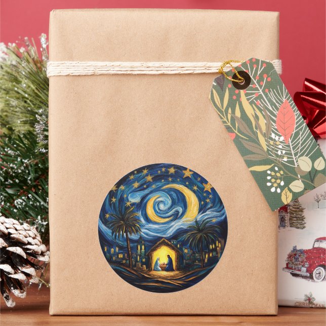 Sticker Rond Vacances de Noël Nativité du Christ (vacances)