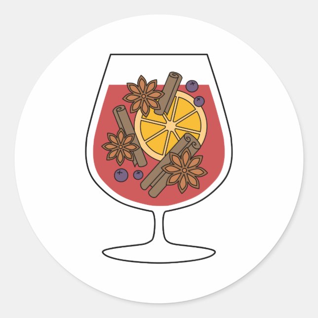Sticker Rond Vacances de Noël vin roux rouge cocktail épicé (Devant)