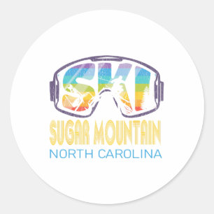 Sticker Rond Vacances de ski à Sugar Mountain Caroline du Nord