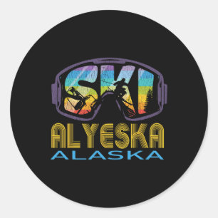 Sticker Rond Vacances de ski Alyeska Alaska Ski 