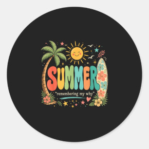Sticker Rond Vacances d'été drôles plage tropicale soleil