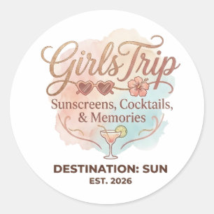Sticker Rond Vacances d'été pour filles - Écrans solaires, Cock