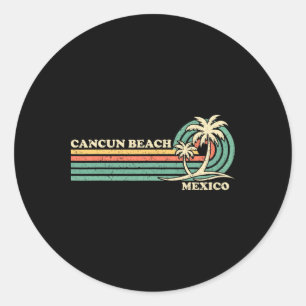 Sticker Rond Vacances d'été vintage Retro Mexico Cancun Beach