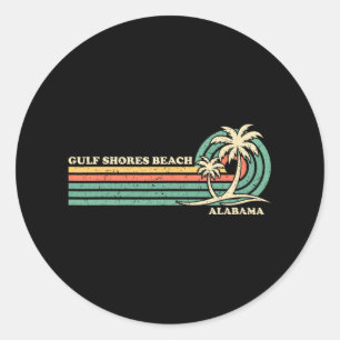 Sticker Rond Vacances d'été vintages Rétro Côte du golfe de l'A