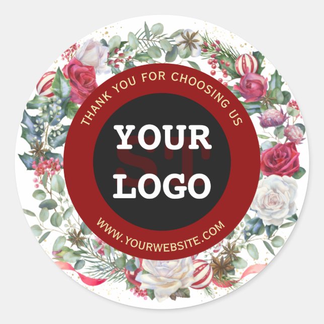 Sticker Rond Vacances d'hiver Gold Red Black Monogramme Votre l (Devant)