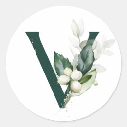 Sticker Rond Vacances d'hiver MONOGRAMME baies blanches