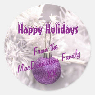 Sticker Rond Vacances d'hiver pourpres et blanches de babiole