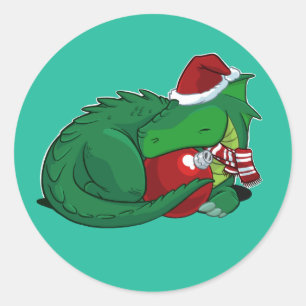 Sticker Rond Vacances Dragon Vert