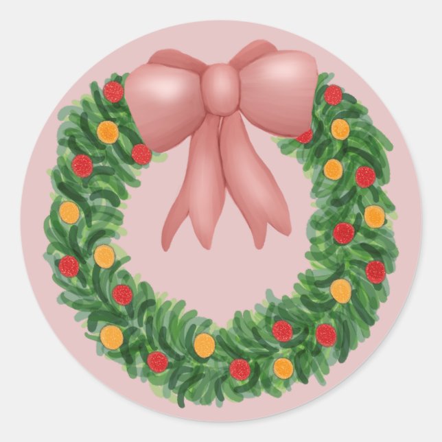 Sticker Rond Vacances en Bow rose (Devant)