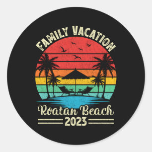 Sticker Rond Vacances en famille 2023 Honduras Roatan Beach