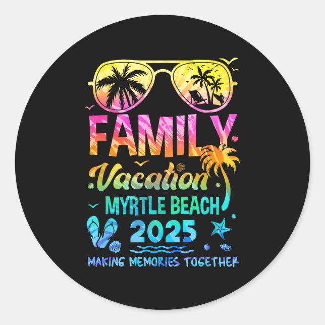 Sticker Rond Vacances en famille 2025 Myrtle Beach Matching Mem (Devant)