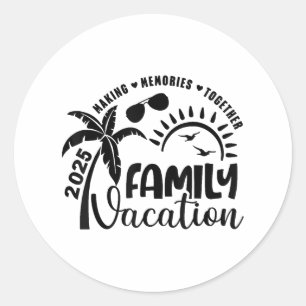 Sticker Rond Vacances en famille 2025 Plage Correspondant Famil