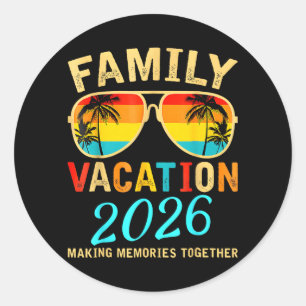 Sticker Rond Vacances en famille 2026 Plage Été assorti