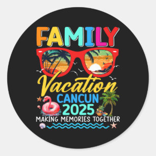 Sticker Rond Vacances en famille Cancun 2025 Summer Matching Gr