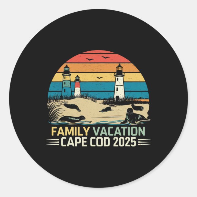 Sticker Rond Vacances en famille Cape Cod 2025 Vacances côtière (Devant)