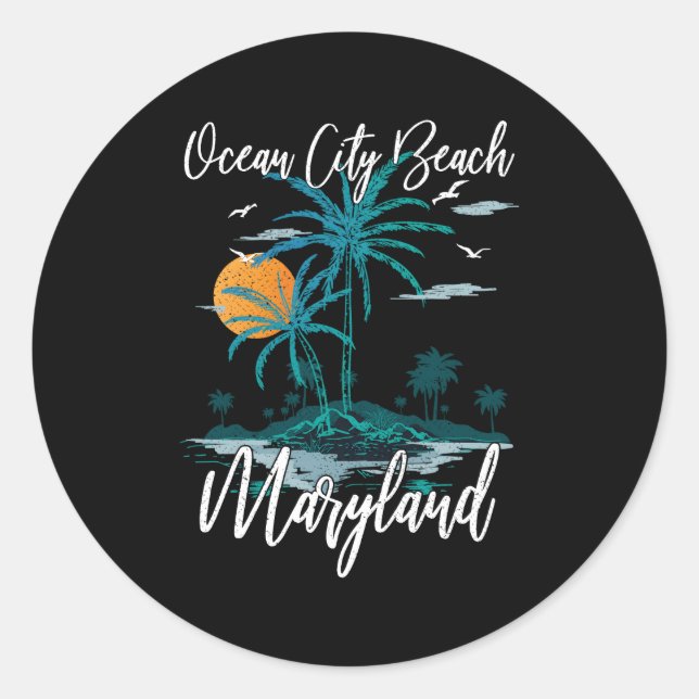 Sticker Rond Vacances en famille Maryland Ocean City Beach (Devant)