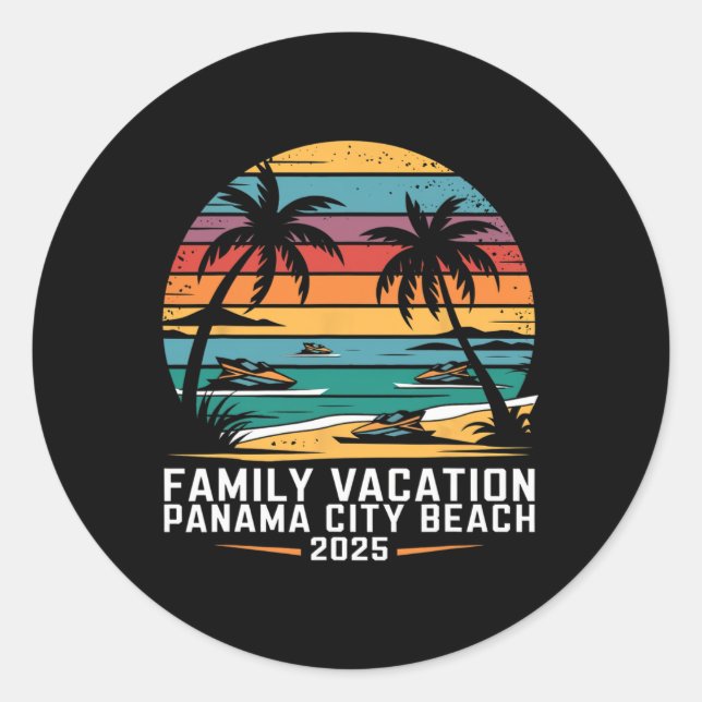 Sticker Rond Vacances en famille Panama Beach Trip 2025 Panama  (Devant)