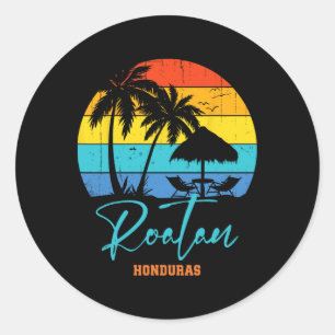 Sticker Rond Vacances en famille Roatan Honduras Plage Vacances