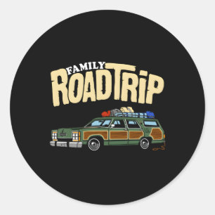Sticker Rond Vacances en famille Route Voyage Green Station Wag
