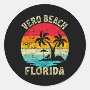 Sticker Rond Vacances en famille Vintage Retro Florida Vero Bea