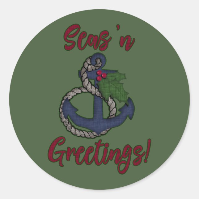 Sticker Rond Vacances nautiques | Seas 'n Salutations (Devant)