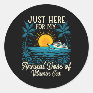 Sticker Rond Vacances sur un bateau de croisière juste ici pour