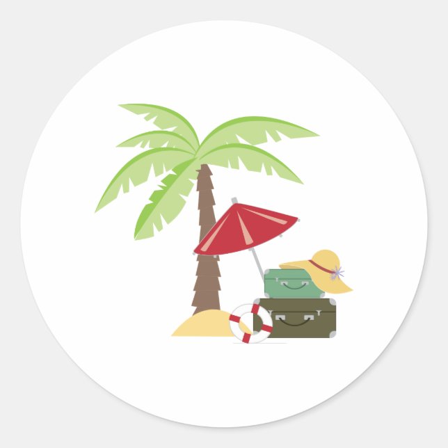 Sticker Rond Vacances tropicales (Devant)