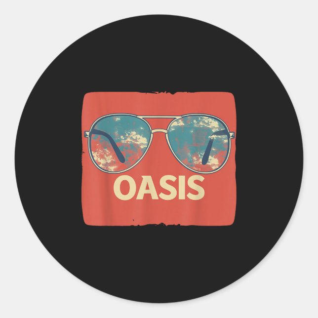 Sticker Rond Vacation Sungles With Cool Oasis Statement  (Devant)