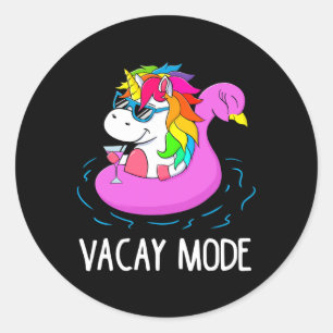 Sticker Rond Vacay Mode Cute Unicorn Funny Famille Vacances Cad
